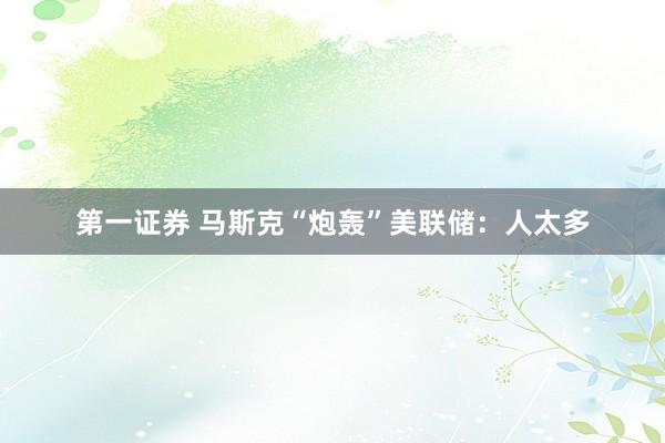 第一证券 马斯克“炮轰”美联储：人太多
